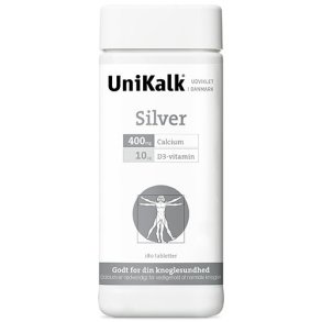 UniKalk Silver m. D vitamin 400 mg. calcium + 10 mcg D-vitamin - 180 tabletter 