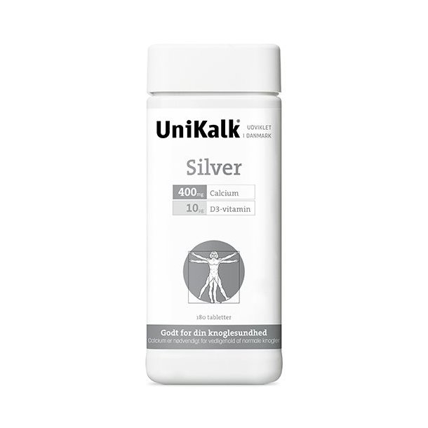 UniKalk Silver m. D vitamin 400 mg. calcium + 10 mcg D-vitamin - 180 tabletter