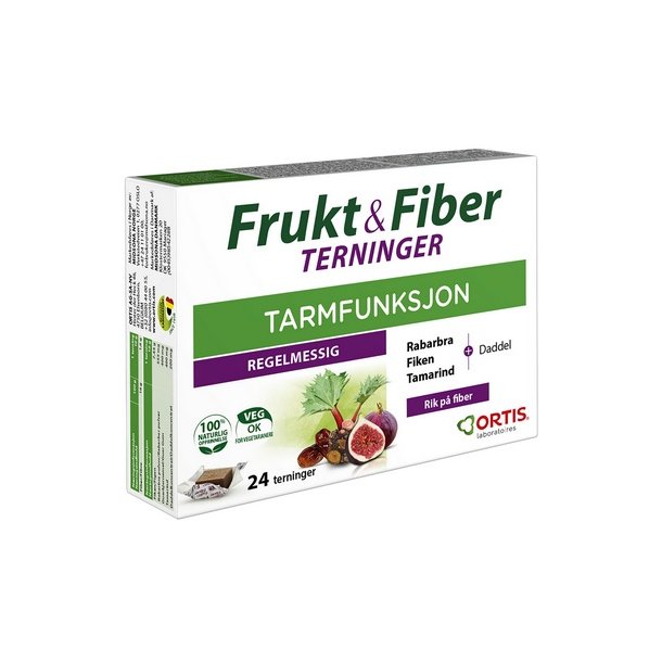 Ortis Frugt & Fibre tyggeterning - 24 stk