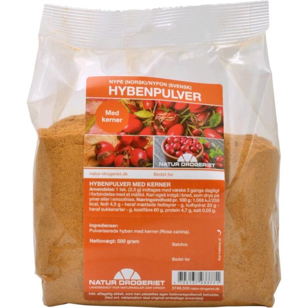 Natur-Drogeriet Hybenpulver fint m. kerner - 500 g.
