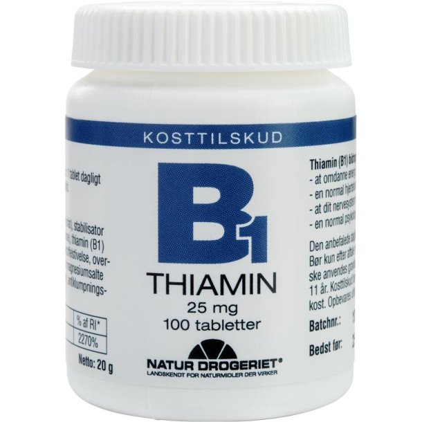 Natur-Drogeriet B1-Vitamin 25 mg. - 100 tabletter