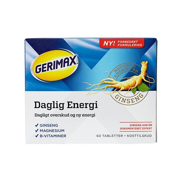 Gerimax Daglig Energi m. ginseng, magnesium og Vit.B - 60 tabletter