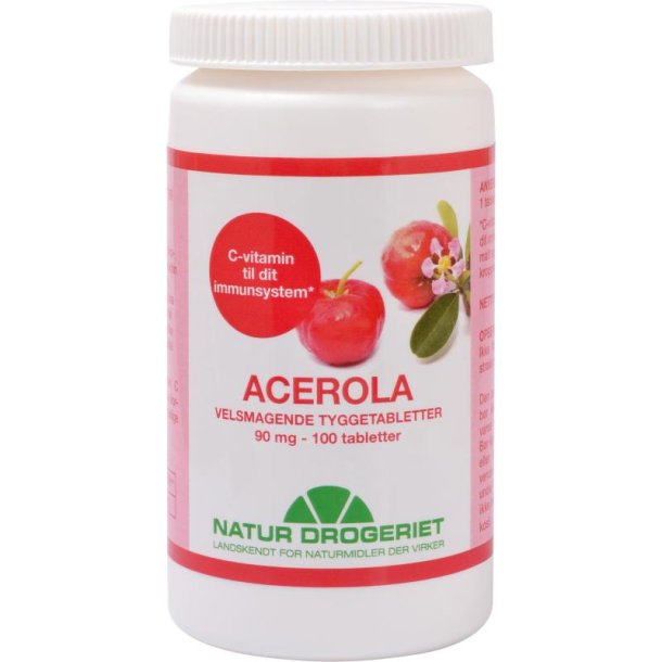 Natur-Drogeriet Acerola C vitamin 90 mg. - 100 tyggetabletter