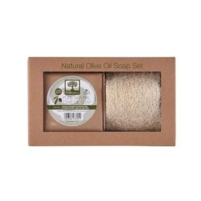BIOselect Gavesæt Håndlavet olivensæbe + Raw Loofah - 1 pk.