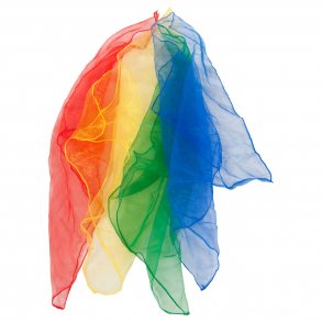 Jongleringstrklder i chiffon 140x140 cm. - st med 4 stk.