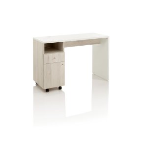 Manicurebord Leonardo skab, skuffe og hylde - Lys/hvid