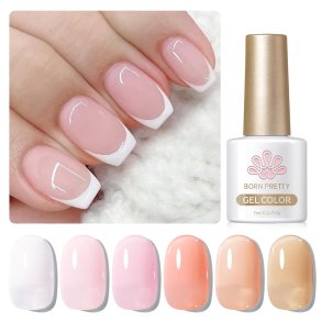 Born Pretty UV Gel Neglelak, Fransk Manicure - 6 stk.
