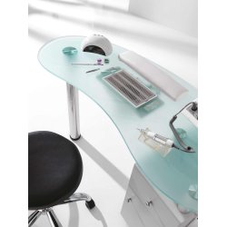 Manicurebord Logika 1 med glasbordplade, skab, skuffe og udsugning