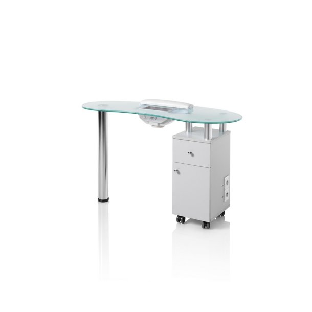 Manicurebord Logika 1 med glasbordplade, skab, skuffe og udsugning