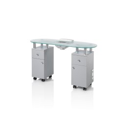 Manicurebord Logika 2 med glasbordplade, skabe, skuffer og udsugning