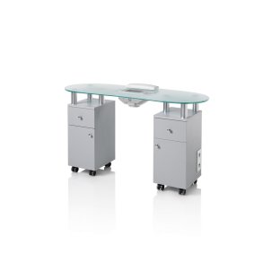 Manicurebord Logika 2 med glasbordplade, skabe, skuffer og udsugning