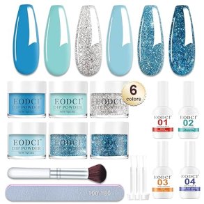 EODCI Dipping Powder negle sæt, 6 farver - Blå