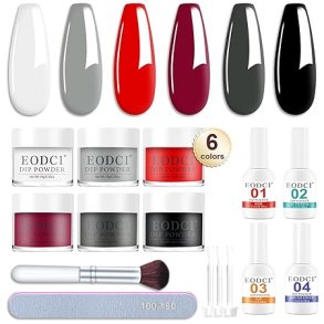 EODCI Dipping Powder negle sæt, 6 farver - Cherry