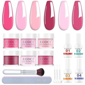 EODCI Dipping Powder negle sæt, 6 farver - Lyserøde nuancer