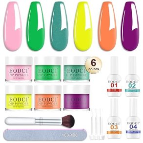 EODCI Dipping Powder negle sæt, 6 farver - Neon sommer