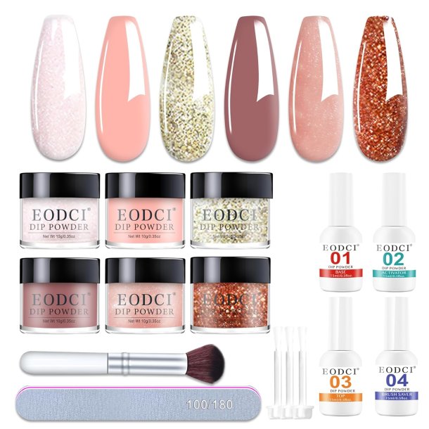 EODCI Dipping Powder negle st, 6 farver - Nude Pink