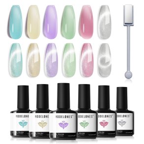 Modelones UV Gel Neglelak, Jelly Grn, Lilla, Gul, Pink og Hvid - 6 stk.