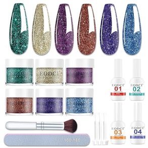 EODCI Dipping Powder negle sæt, 6 farver - Glitter