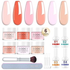 EODCI Dipping Powder negle sæt, 6 farver - Pastel Pink