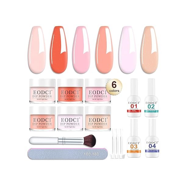 EODCI Dipping Powder negle st, 6 farver - Pastel Pink