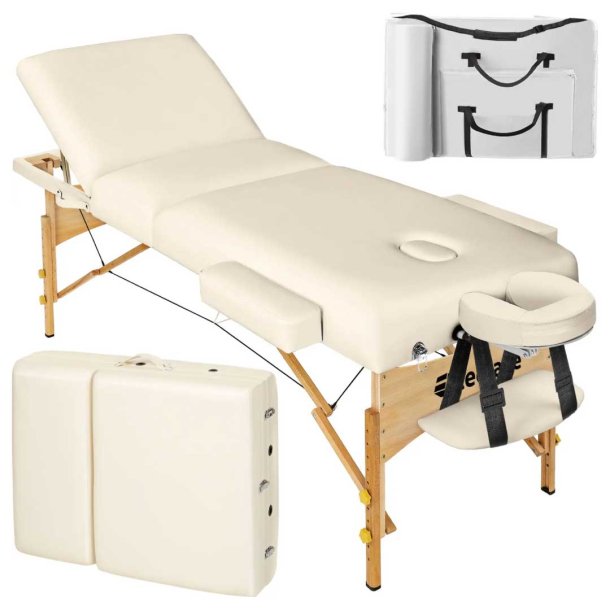 Luksus massagebriks 3 zoner  inkl. hoved- og armsttte - 10 cm. polstring Beige