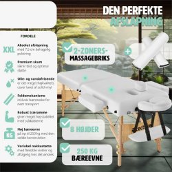 Luksus massagebriks 2 zoner i tr inkl. 2 puder, hoved- og armsttte