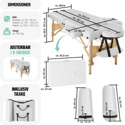 Luksus massagebriks 2 zoner i tr inkl. 2 puder, hoved- og armsttte