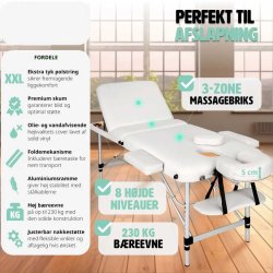 Massagebriks 3 zoner i aluminium inkl. hoved- og armsttte