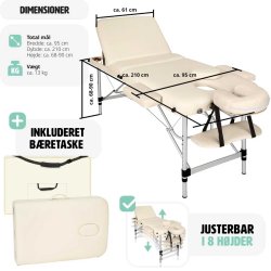 Massagebriks 3 zoner i aluminium inkl. hoved- og armsttte