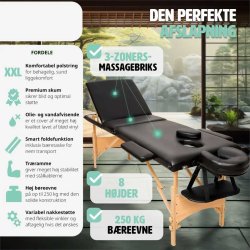 Massagebriks 3 zoner i tr inkl. hoved- og armsttte