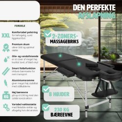 Massagebriks 2 zoner i aluminium inkl. hoved- og armsttte