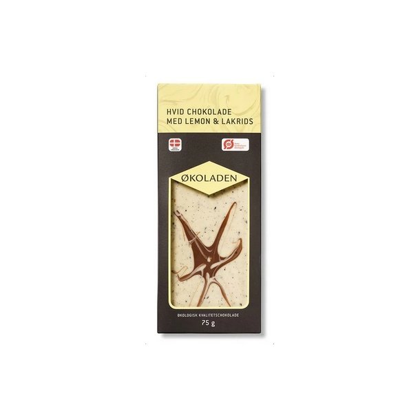 koladen Chokolade hvid lemon/lakrids  - 75 g. 