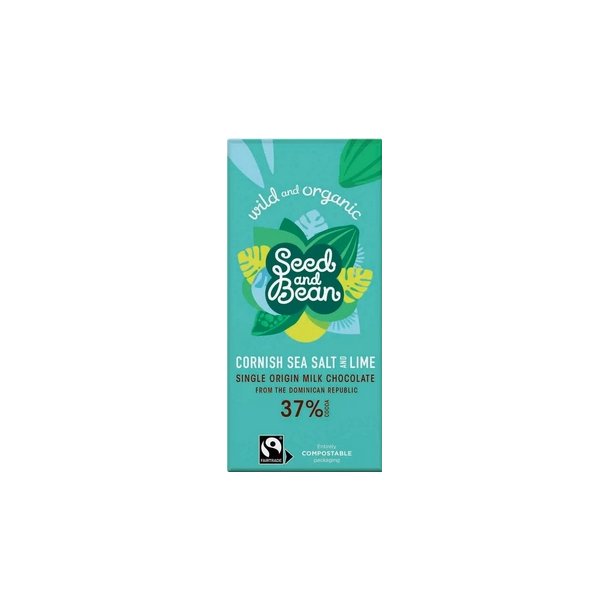 Seed & Bean Mlkechokolade 37% Havsalt & Lime  - 75 g.