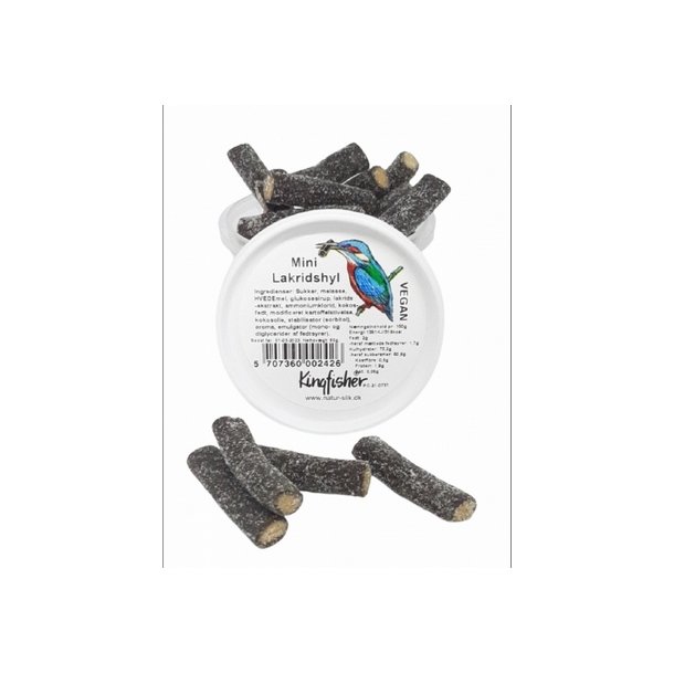 Kingfischer Mini lakridshyl Vegan - 60 g.