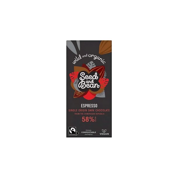 Seed &amp; Bean Mrk Chokolade 58% Kaffe Espresso  - 75 g.
