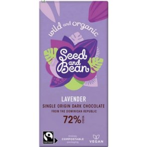 Seed & Bean Mrk chokolade 72% m. Lavendelolie  - 75 g.