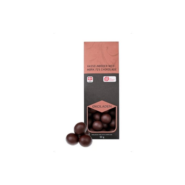 koladen Hasselndder m. 72% Mrk Chokolade  - 90 g.