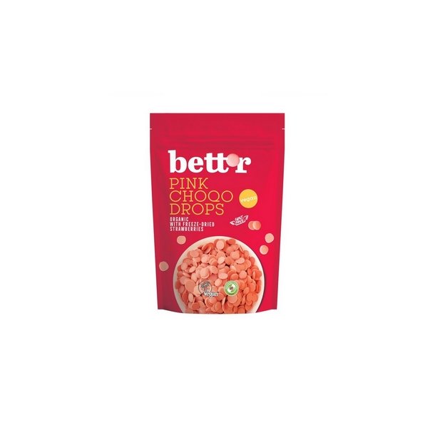 Bett'r Chokoladeknapper Pink Vegan  m. frysetrrede jordbr - 200 g.