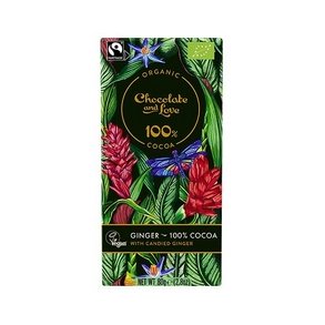 Chocolate and Love 100% kakao med kandiseret ingefr  - 80 g.