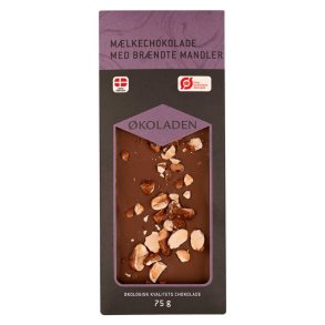 koladen Mlkechokolade brndte mandler, kologisk - 75 g.