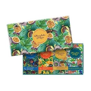 Chocolate and Love Gaveske  Rich Dark,Orange,Passionfrugt og Sea Salt - (3x80g, 1x 85g)