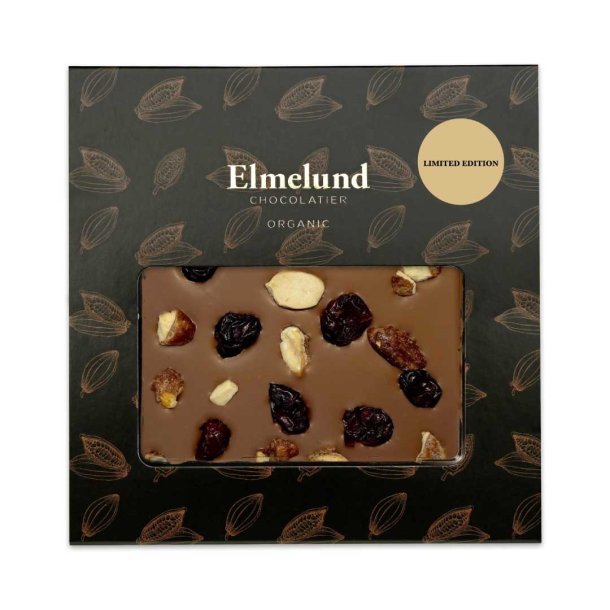 Elmelund Mlkechokolade m. brndte mandler og tranebr - kologisk