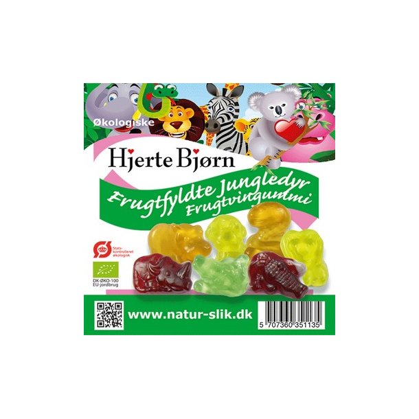 Hjerte Bjrn Frugtfyldte Jungledyr   - 80 g.