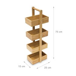 Relaxdays Kurvereol i bambus med 4 kurve