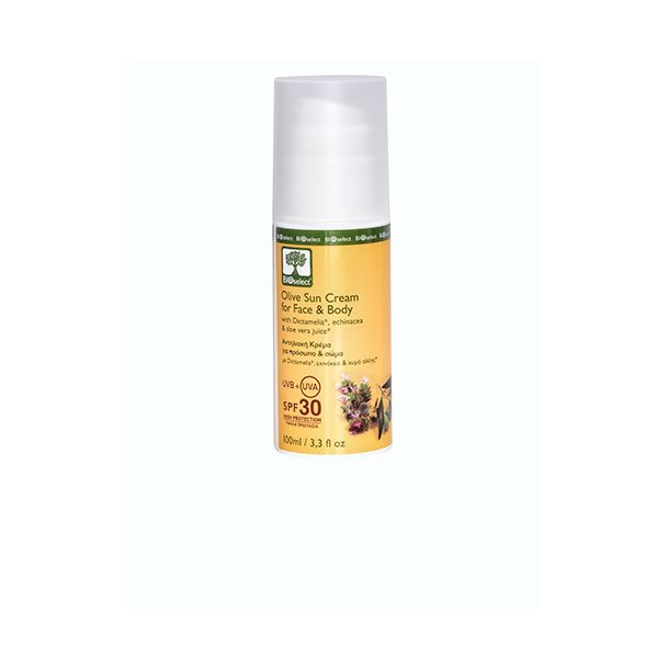 BIOselect Olive Sun Cream for Face & Body SPF 30 - 100 ml.