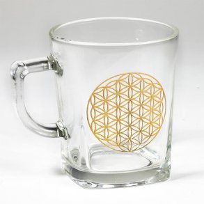 Teglas med indragveret Flower of Life symbol