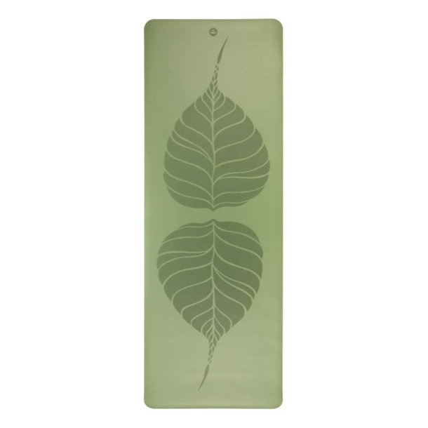 Phoenix Yogamtte af Naturgummi - Mrkegrn m. bodhi leaves - 185 x 66 x 4 mm.