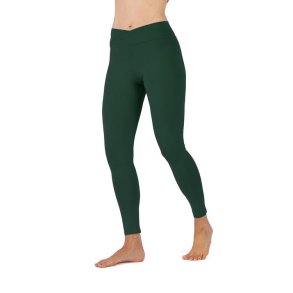 Yamadhi Crossed Waist Yogaleggings i �kologisk bomuld - M�rkegr�n