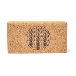 Yogablok i kork, Flower of life - 23 x 12 x 7,5 cm.