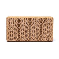 Yogablok Flower of life i kork - 23 x 12 x 7,5 cm.